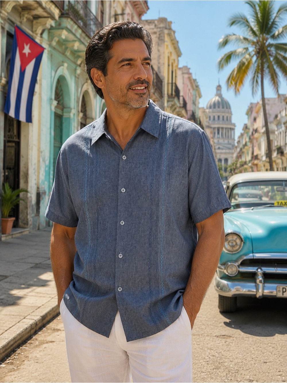 Cubavera Men's Charcoal Short-Sleeve Button-Down Shirt
